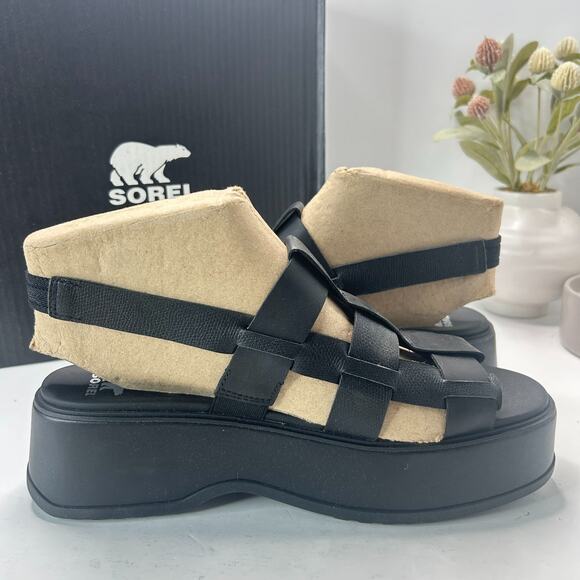 Sorel Dayspring Slingback Cage Platform Sandal Black NL5083-010 Women's 12 NWB - Picture 7 of 10